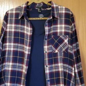 Maroon & Navy Plaid Shirt + FREEBIE Tee!